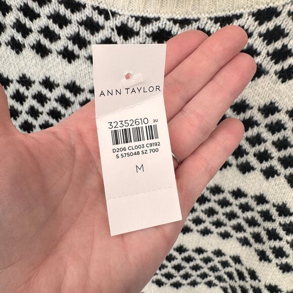 Ann Taylor Geometric Stripe Turtleneck Sweater Womens Medium Wool Blend NEW - Picture 5 of 8